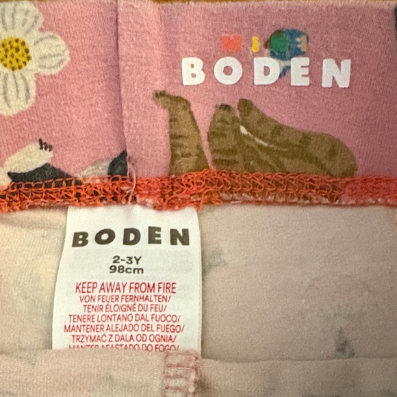 Mini Boden 2-3Y Fun Leggings Pink Floral Cat Kitten Flowers Print - Picture 2 of 8